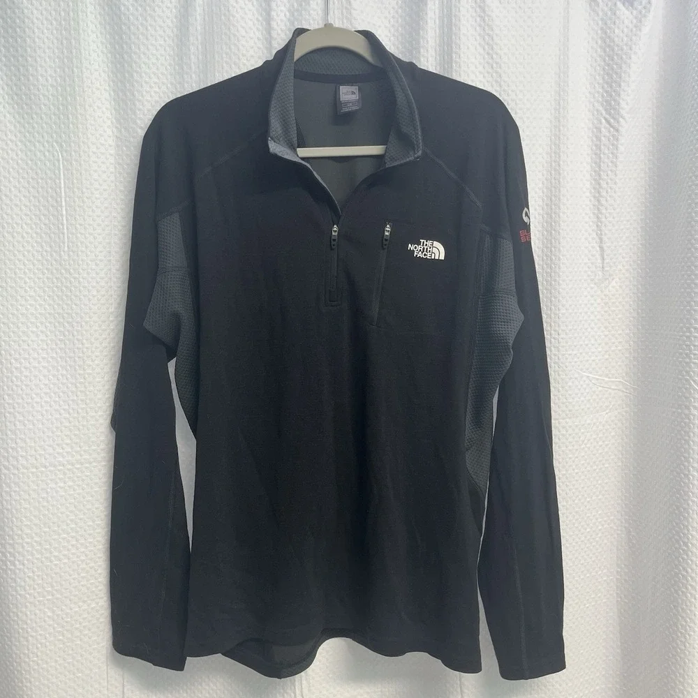 The North Face Summit Series Black 1/4 Zip Wool‎ Blend Pullover Large Hiking
